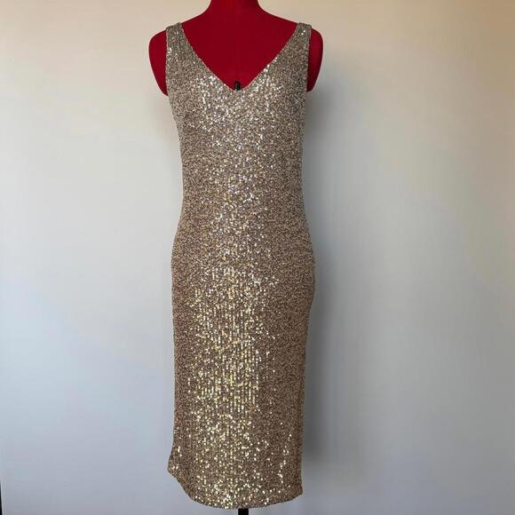 Chelsea & Violet Gold Sequin Dress Size S NWT - Picture 1 of 7